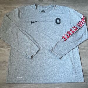 Nike Dri Fit Ohio State Buckeyes Grey Long Sleeve T-Shirt